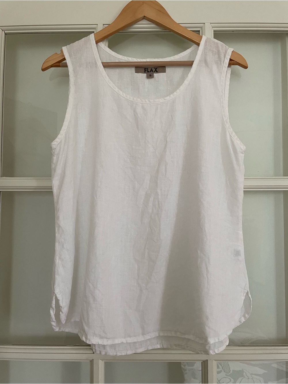 Flax 100% linen white sleeveless tank top women's small S
